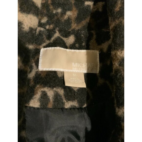 Michael Kors Brown Animal Print Button-Up Wool Blend Coat, Size Medium - Picture 8 of 8